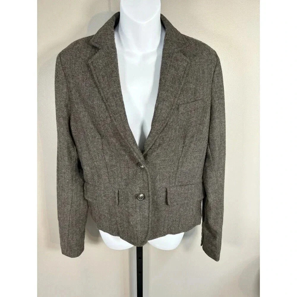 American Eagle Brown 2 Button Wool Blend Blazer L… - image 1